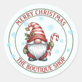Christmas Gnome Sticker | Editable Text Label ラウンドシール (正面)
