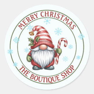 Christmas Gnome Sticker | Editable Text Label ラウンドシール