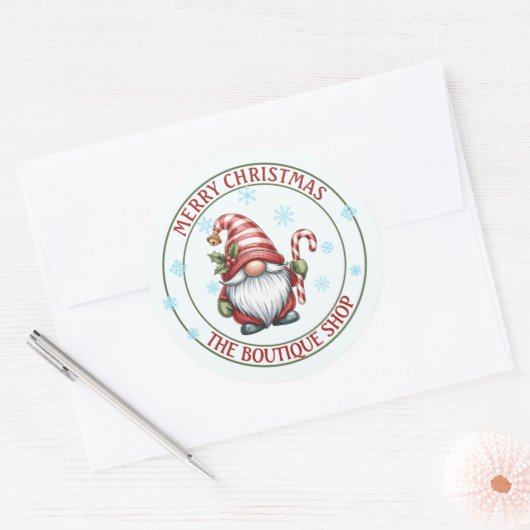 Christmas Gnome Sticker | Editable Text Label ラウンドシール (封筒)