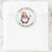Christmas Gnome Sticker | Editable Text Label ラウンドシール (バッグ)