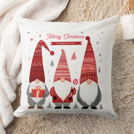 Christmas Gnome Throw Pillow クッション (ブランケット)