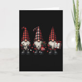 Christmas Gnome Trio Buffalo Check Plaid Hats Xmas カード (正面)