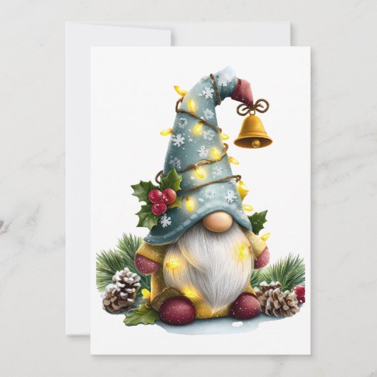 Christmas Gnome - Whimsical Gnome with Lights シーズンカード (正面)