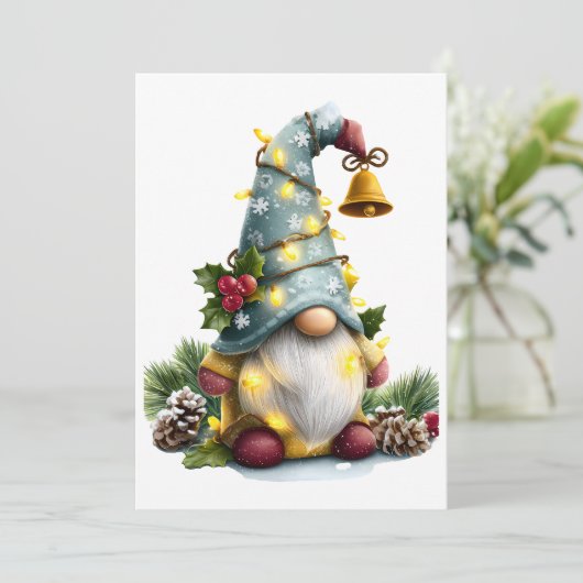 Christmas Gnome - Whimsical Gnome with Lights シーズンカード (スタンド正面)
