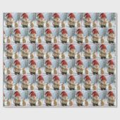 Christmas Gnome With a Candy Cane In Snowy Forest ラッピングペーパー (フラット)