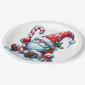 Christmas Gnome with Candy and Gift Box ペーパープレート (アングル)