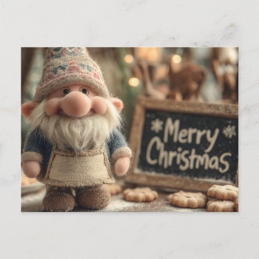 Christmas Gnome with Cookies and Merry Christmas ポストカード (正面)