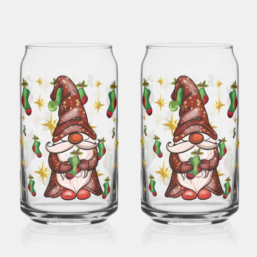 Christmas Gnome with Green Stockings & Gold Stars ガラス缶 (左)