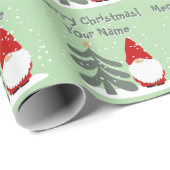 Christmas gnome with tree personalized Holiday ラッピングペーパー (ロールコーナー)