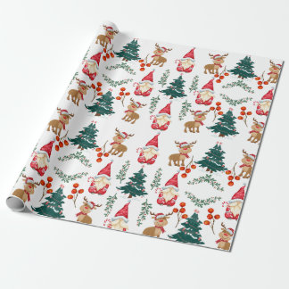 Christmas gnome wrapping paper Scandinavian  ラッピングペーパー