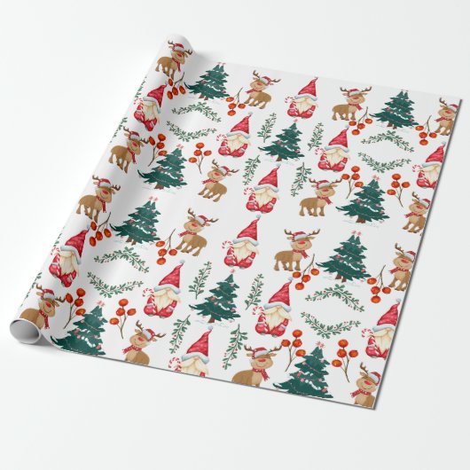 Christmas gnome wrapping paper Scandinavian ラッピングペーパー (アンロールド)