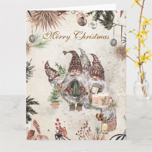 Christmas gnomes カード (黄色い花)
