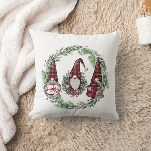 Christmas Gnomes and Wreath  クッション (ブランケット)