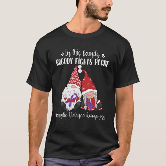 Christmas Gnomes Domestic Violence Awareness Tシャツ (正面)