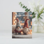 Christmas Gnomes on Window Sill with Custom Text シーズンポストカード (スタンド正面)