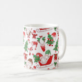 Christmas Gnomes & Sleighs All-Over Pattern コーヒーマグカップ (正面右)