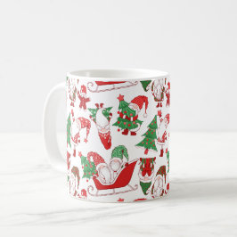 Christmas Gnomes & Sleighs All-Over Pattern コーヒーマグカップ