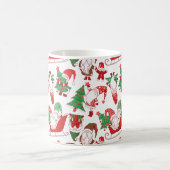 Christmas Gnomes & Sleighs All-Over Pattern コーヒーマグカップ (中央)