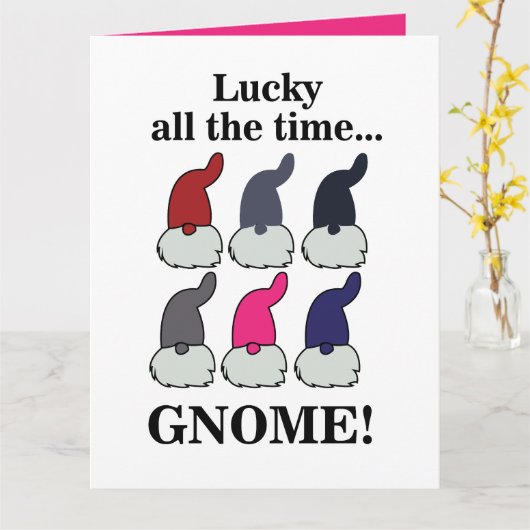 Christmas Gnomes Xmas Lucky カード (黄色い花)