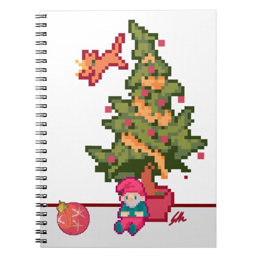 Christmas gnoom tree Pixelart, Pixel Art  ノートブック (正面)