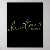 Christmas Gold Calligraphy Script Modern Blessings ポスター (正面)