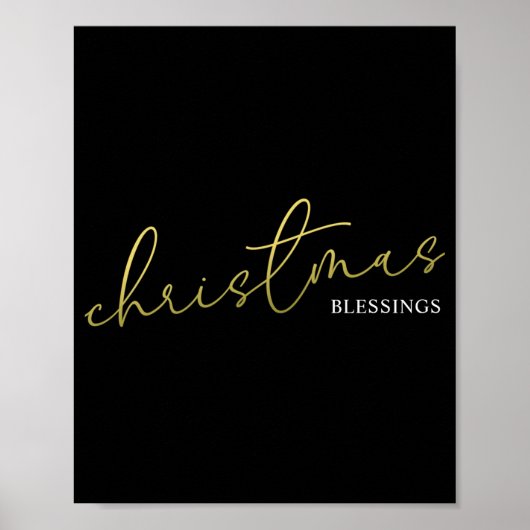 Christmas Gold Calligraphy Script Modern Blessings ポスター (正面)