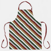 Christmas Gold Green Red Silver And White Stripes  エプロン (正面)