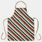 Christmas Gold Green Red Silver And White Stripes  エプロン (正面)
