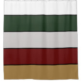 Christmas Gold Green Red Silver And White Stripes  シャワーカーテン (正面)