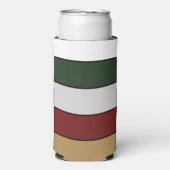 Christmas Gold Green Red Silver And White Stripes スリム缶クーラー (Seltzer正面)