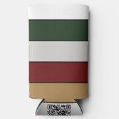 Christmas Gold Green Red Silver And White Stripes スリム缶クーラー (正面)