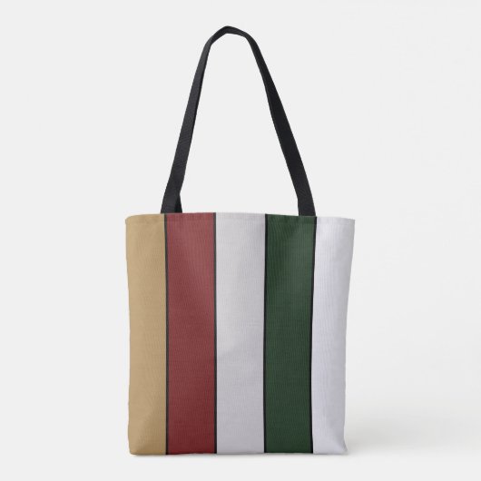 Christmas Gold Green Red Silver And White Stripes  トートバッグ (裏面)