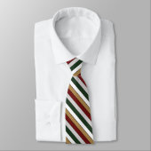 Christmas Gold Green Red Silver And White Stripes ネクタイ (タイ)