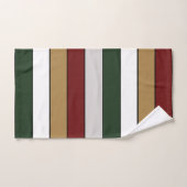Christmas Gold Green Red Silver And White Stripes  バスタオルセット (ハンドタオル)