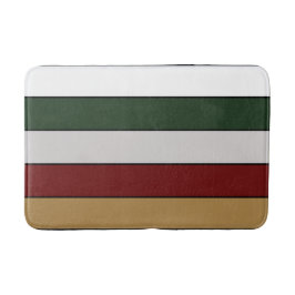 Christmas Gold Green Red Silver And White Stripes  バスマット