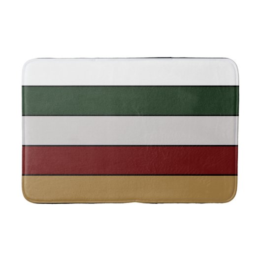 Christmas Gold Green Red Silver And White Stripes  バスマット (正面)