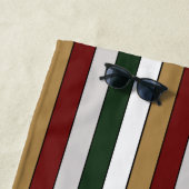 Christmas Gold Green Red Silver And White Stripes  ビーチタオル (インサイチュ)