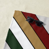 Christmas Gold Green Red Silver And White Stripes  ビーチタオル (インサイチュ)