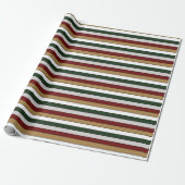 Christmas Gold Green Red Silver And White Stripes  ラッピングペーパー (アンロールド)