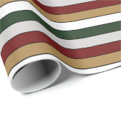 Christmas Gold Green Red Silver And White Stripes  ラッピングペーパー (ロールコーナー)