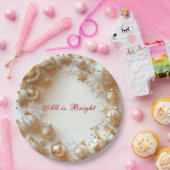 Christmas Gold Ornaments,Snowflakes All is Bright ペーパープレート (パーティー)