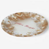 Christmas Gold Ornaments,Snowflakes All is Bright ペーパープレート (アングル)