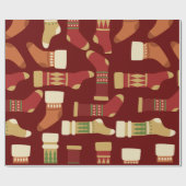 Christmas Gold, Red, Green Socks  ラッピングペーパー (フラット)