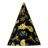 Christmas Gold Santa Snowman Stocking Gift Pattern パーティーハット (裏面)