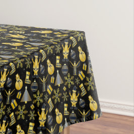 Christmas Gold Santa Snowman Stocking Pattern テーブルクロス