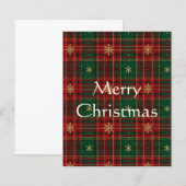 Christmas Gold Snowflake Tartan Plaid Holiday Card (正面/裏面)