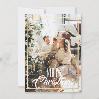 Christmas gold star confetti photo holiday card カード
