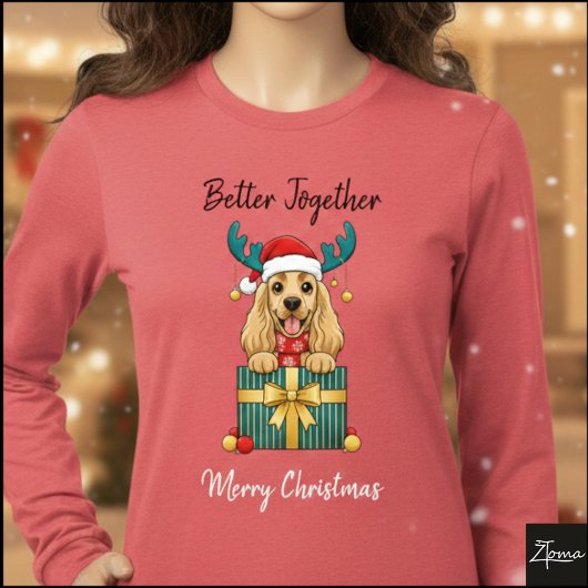 Christmas Golden Cocker Spaniel Gift Graphic トライブレンドＴシャツ