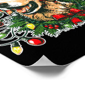 Christmas Golden Retriever Antlers Santa Hat Long  ポスター (角)