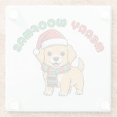Christmas Golden Retriever Coaster: Merry Woofmas ガラスコースター (裏面)